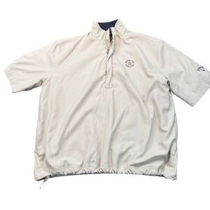 Callaway Golf Windshirt Mens L Beige Short Sleeve 1/4 Zip Brushed Microfiber
